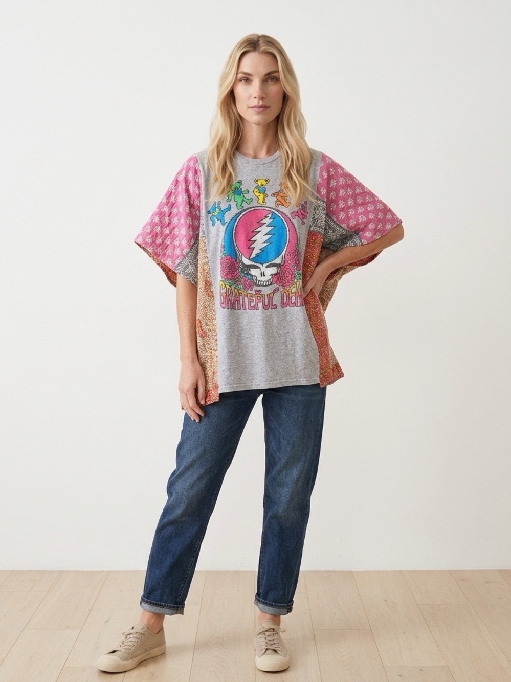 Handcrafted Upcycled Grateful Dead Kantha Tunic NWT One Size